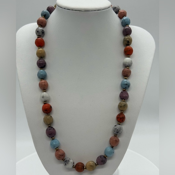 Vintage Joan Rivers Czech Republic Multicolor Stone Bead Necklace - Picture 3 of 10